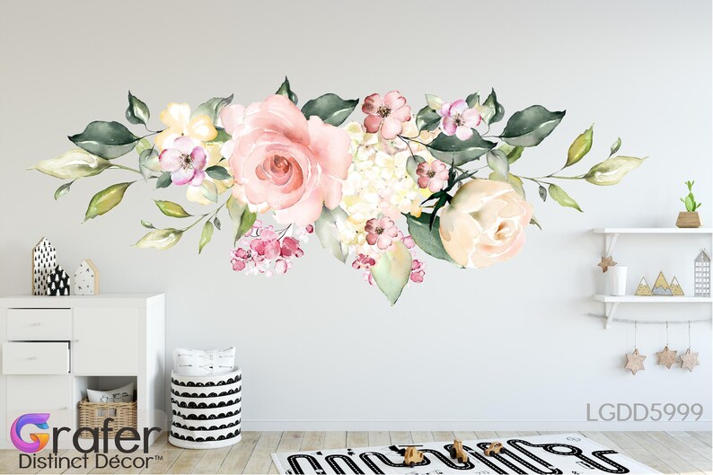 Nursery Wall Decal Rose Wall Decal Flowers Blossoms Decals Etsy