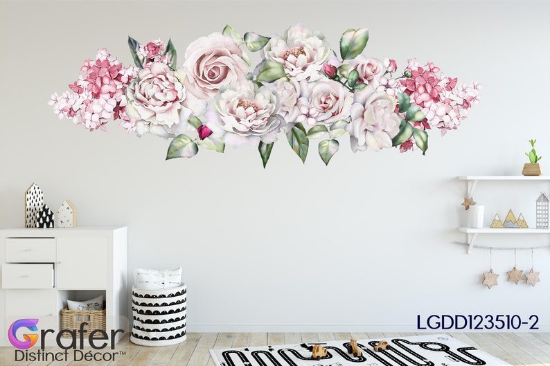 Peony Wall Decal Nursery Wall Decal Floral Wall Decal Etsy