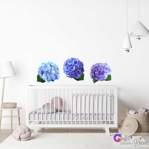 Peony flower wall decals, Floral wall decal, blossom orchids, Watercolor flowers, chidden wallpaper,  Nursery wall decal