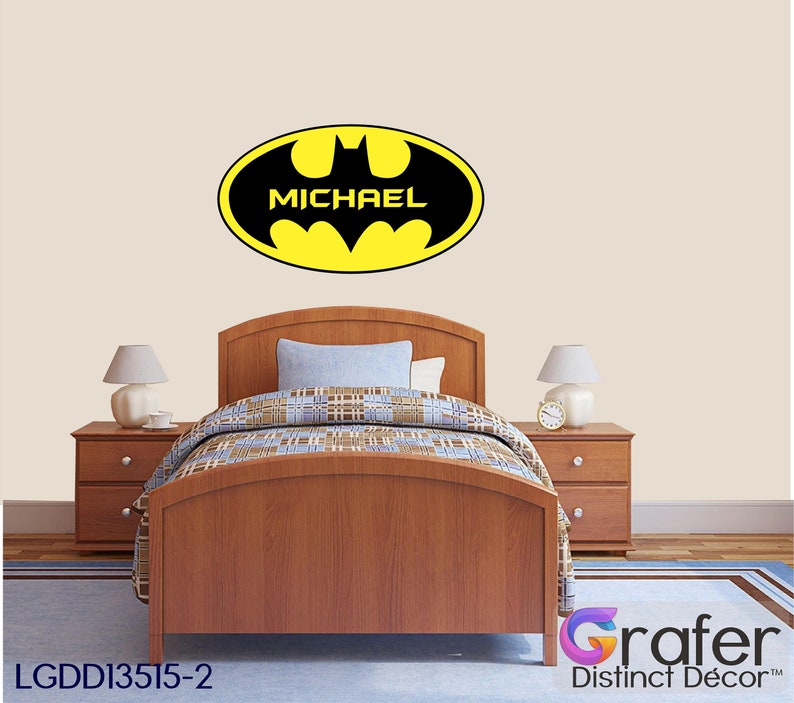 Batman Logo Decal Batman with Name Batman Wall Sticker Etsy