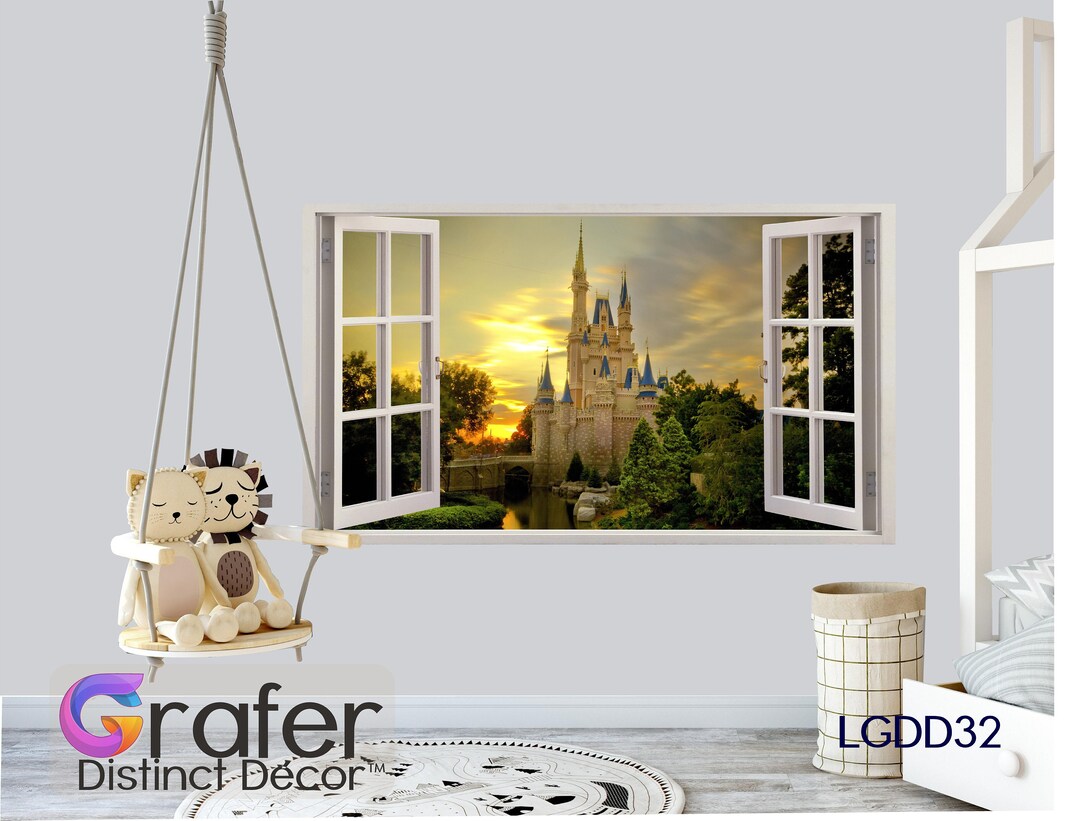 Cinderella Castle Decal 3D Wall Stickers3d Window Effect Wall Sticker