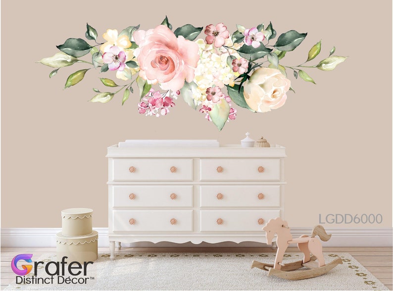 Nursery Wall Decal Rose Wall Decal Flowers Blossoms Decals Etsy