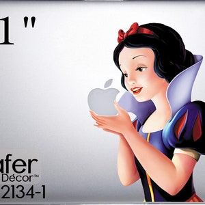 May include: A 11" laptop skin featuring a colorful illustration of Snow White holding a red apple. The skin is designed by Grafer Distinct D&eacute;cor and has the product code LGDD2134-1.