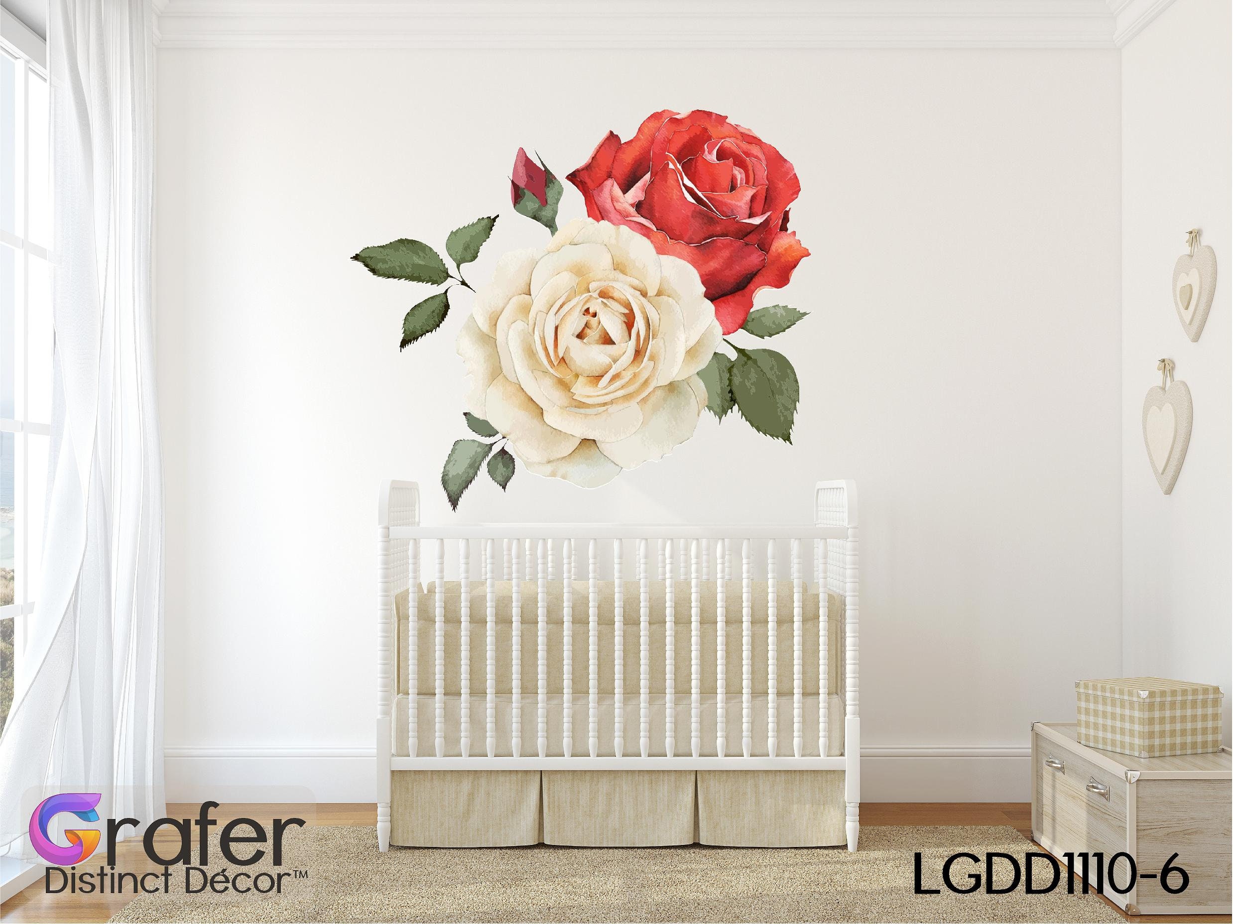 Rose Wall Decal Floral Wall Decal Wall Decals Nursery Rose Etsy
