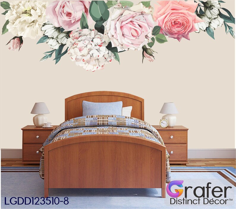 Rose Watercolor Floral Wall Decals Nursery Flowers Blossoms Etsy