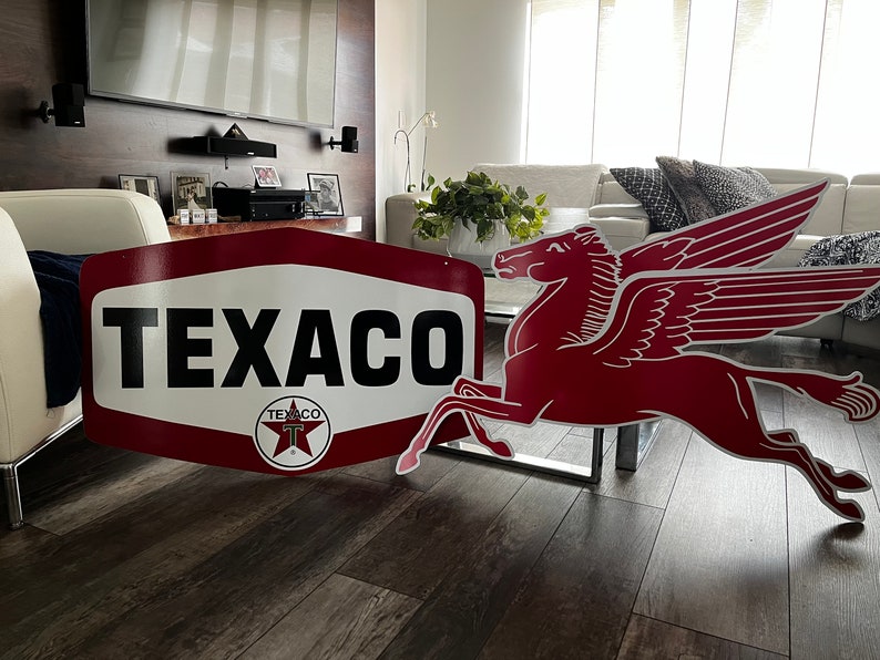 Vintage Texaco & Mobil Pegasus Sign | Gas Station Garage Decor - Etsy