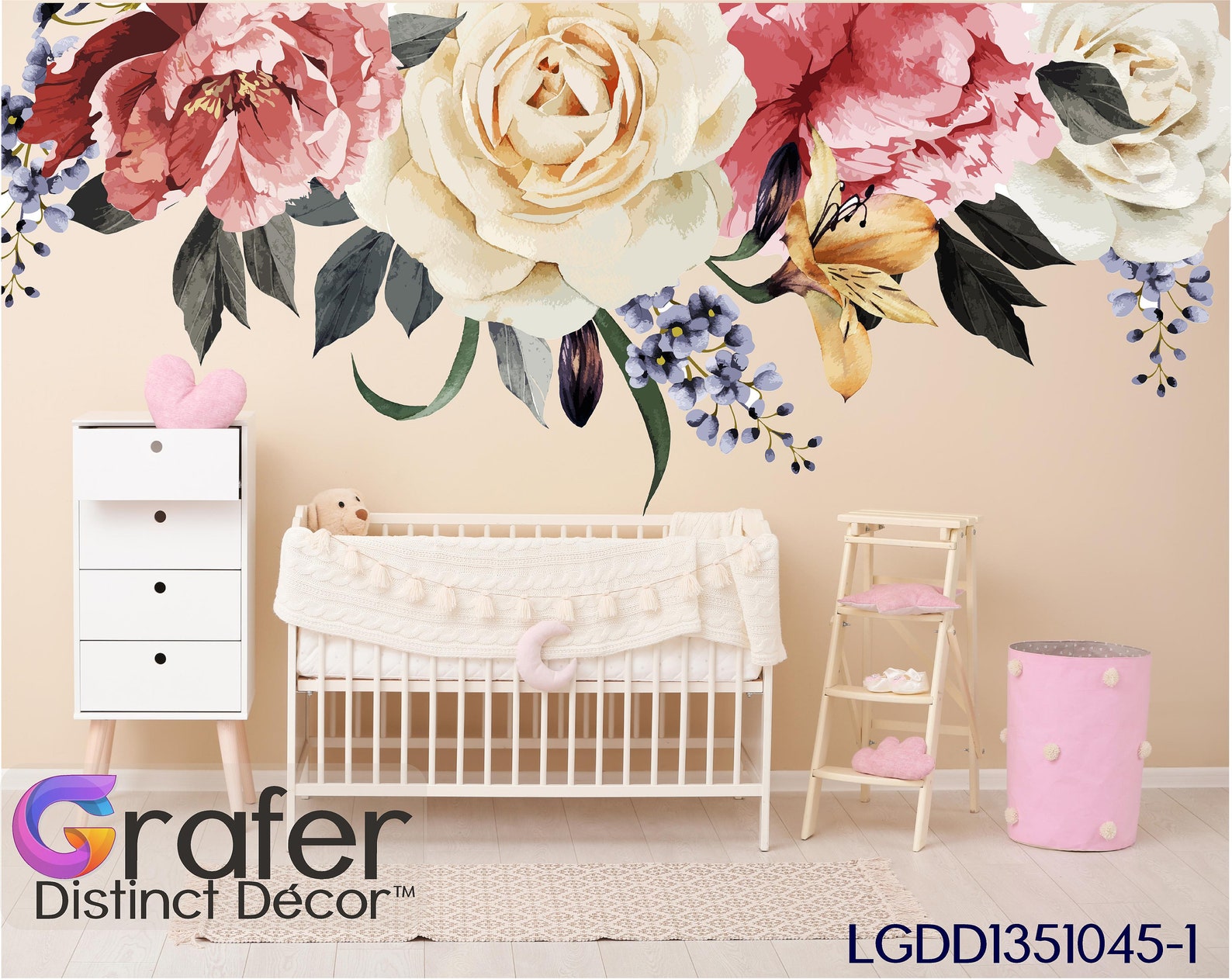 Floral Watercolor Wall Decals Nursery Flowers Blossoms Etsy