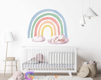 Watercolor Rainbow Wall Decal, Removable Nursery Sticker