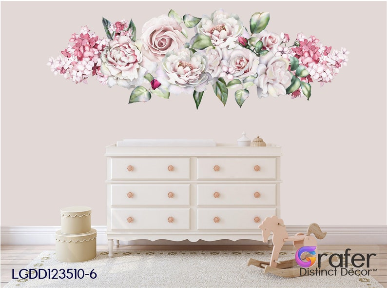 Peony Wall Decal Nursery Wall Decal Floral Wall Decal Etsy