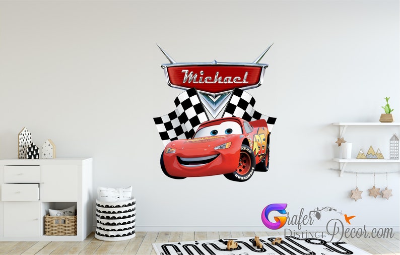 Lightning Mcqueen 95 Car Disney Wall Mural Car Disney Wall Etsy