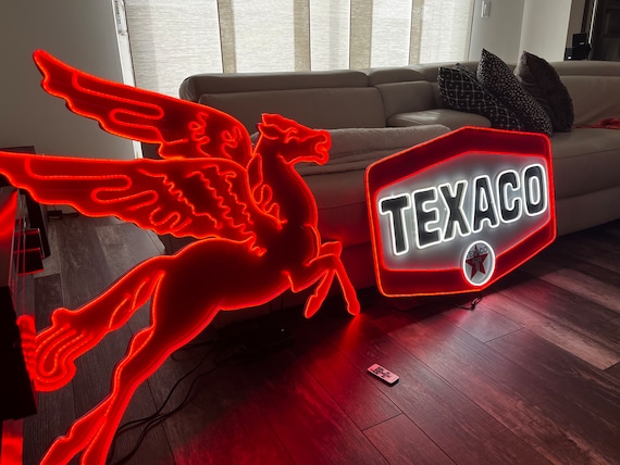 Texaco Mobil Pegasus Neon Sign: Vintage Garage Decor - Etsy