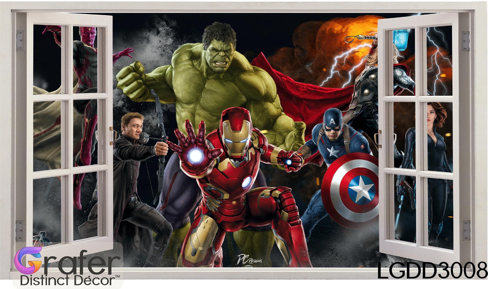 Marvel Avengers wall decal 3D Hero Window Effect Spider Man Etsy