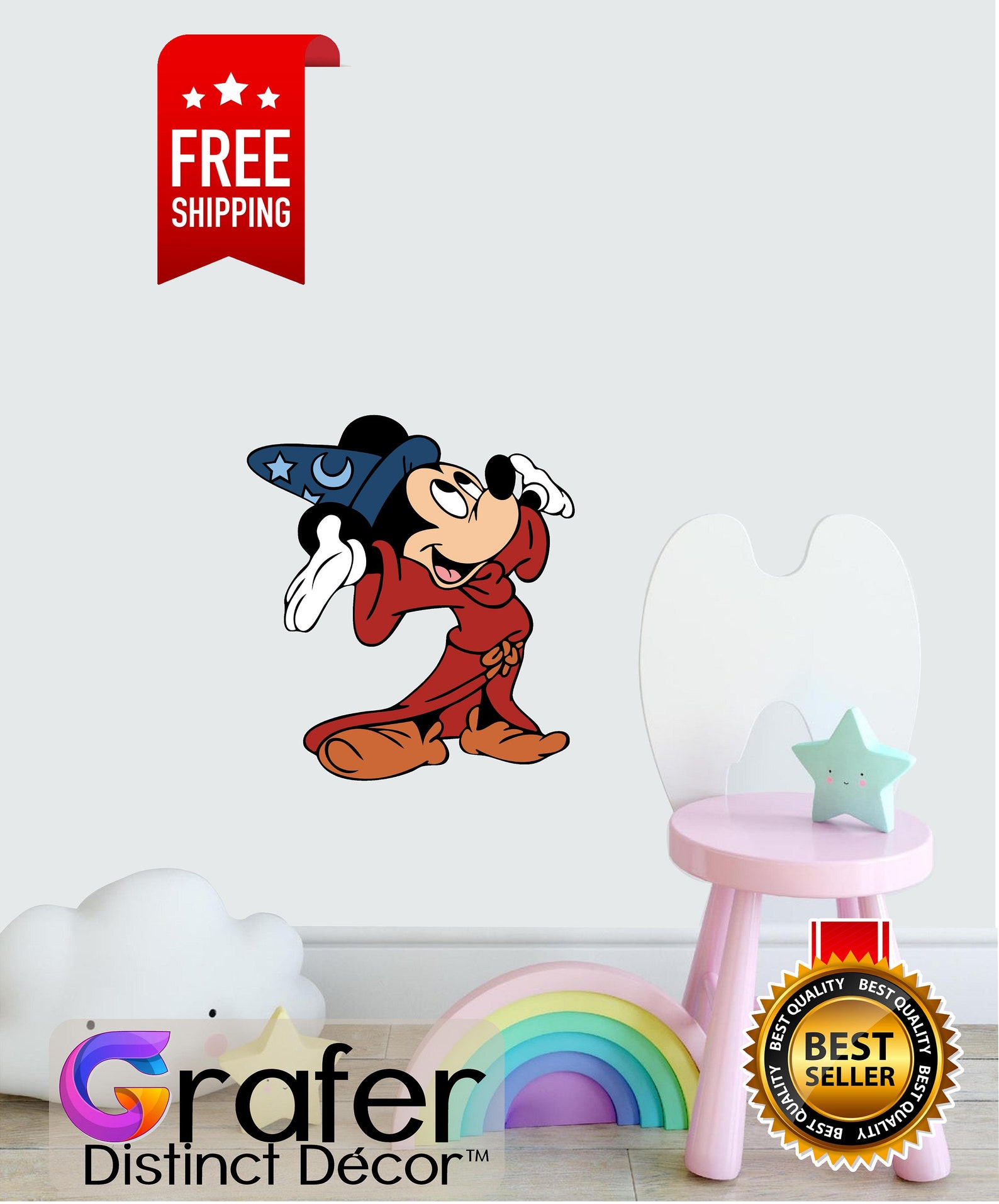 Sorcerer Mickey decal Mickey Wall Sticker Mickey Wall Decal Etsy