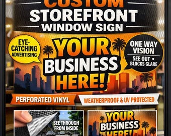 Custom Perforated Window Vinyl for Storefront | Business Window Decal One-Way Vision | Outdoor Branding Sign