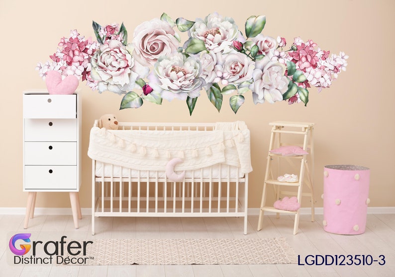 Peony Wall Decal Nursery Wall Decal Floral Wall Decal Etsy