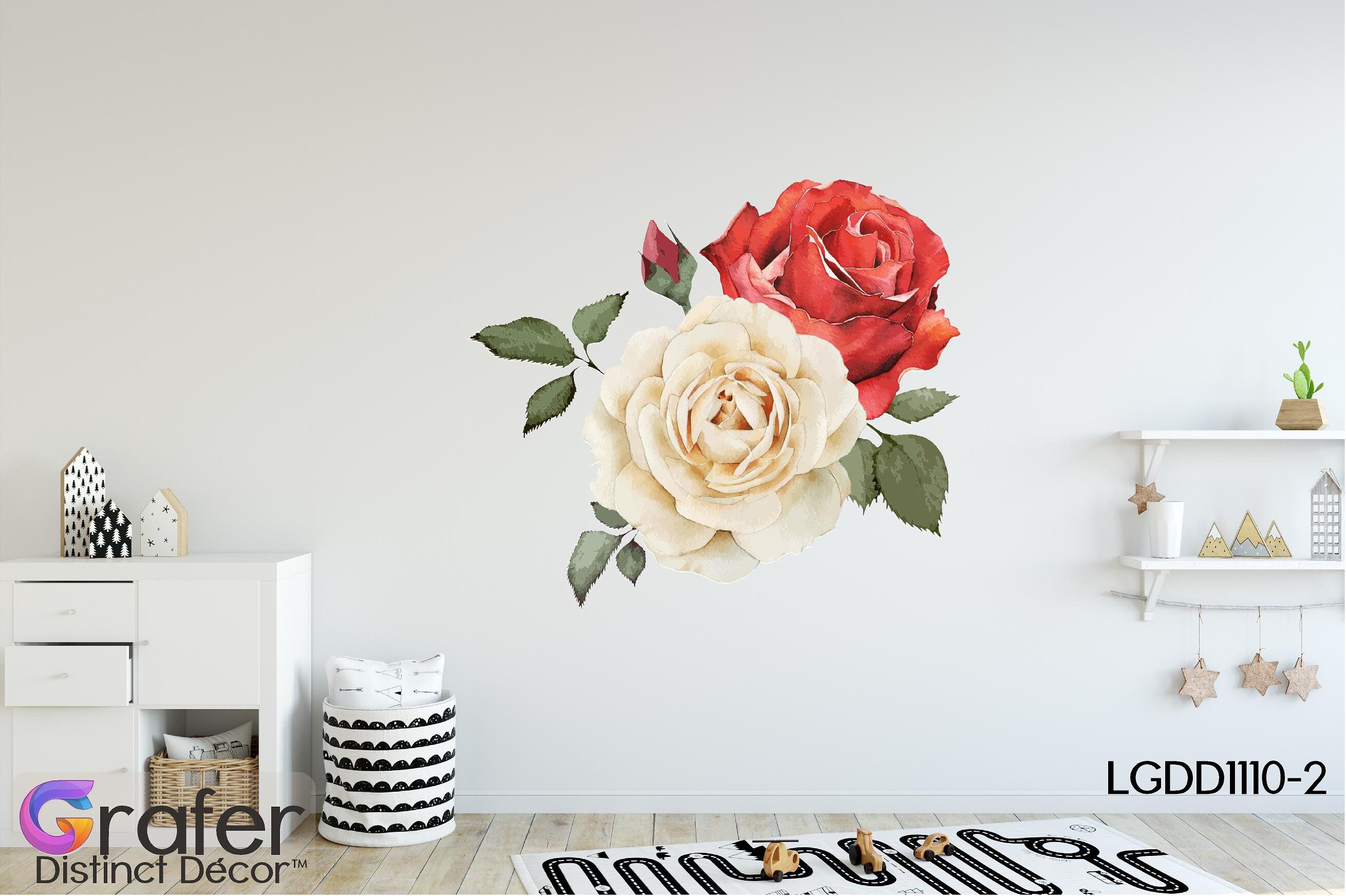 Rose Wall Decal Floral Wall Decal Wall Decals Nursery Rose Etsy