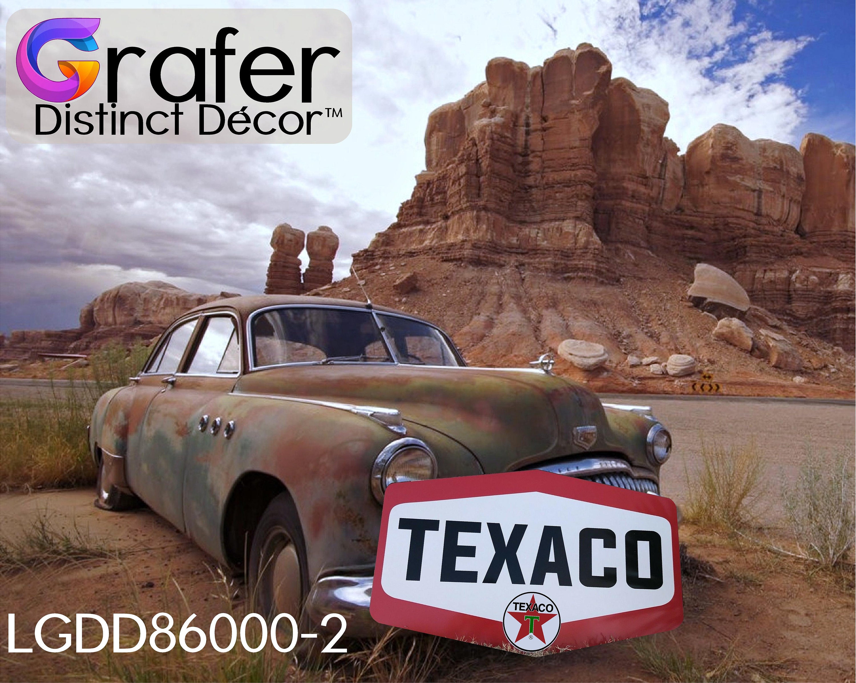 Panneau Publicitaire Texaco Vintage - Reproduction Sur Aluminium - 20x30 Cm