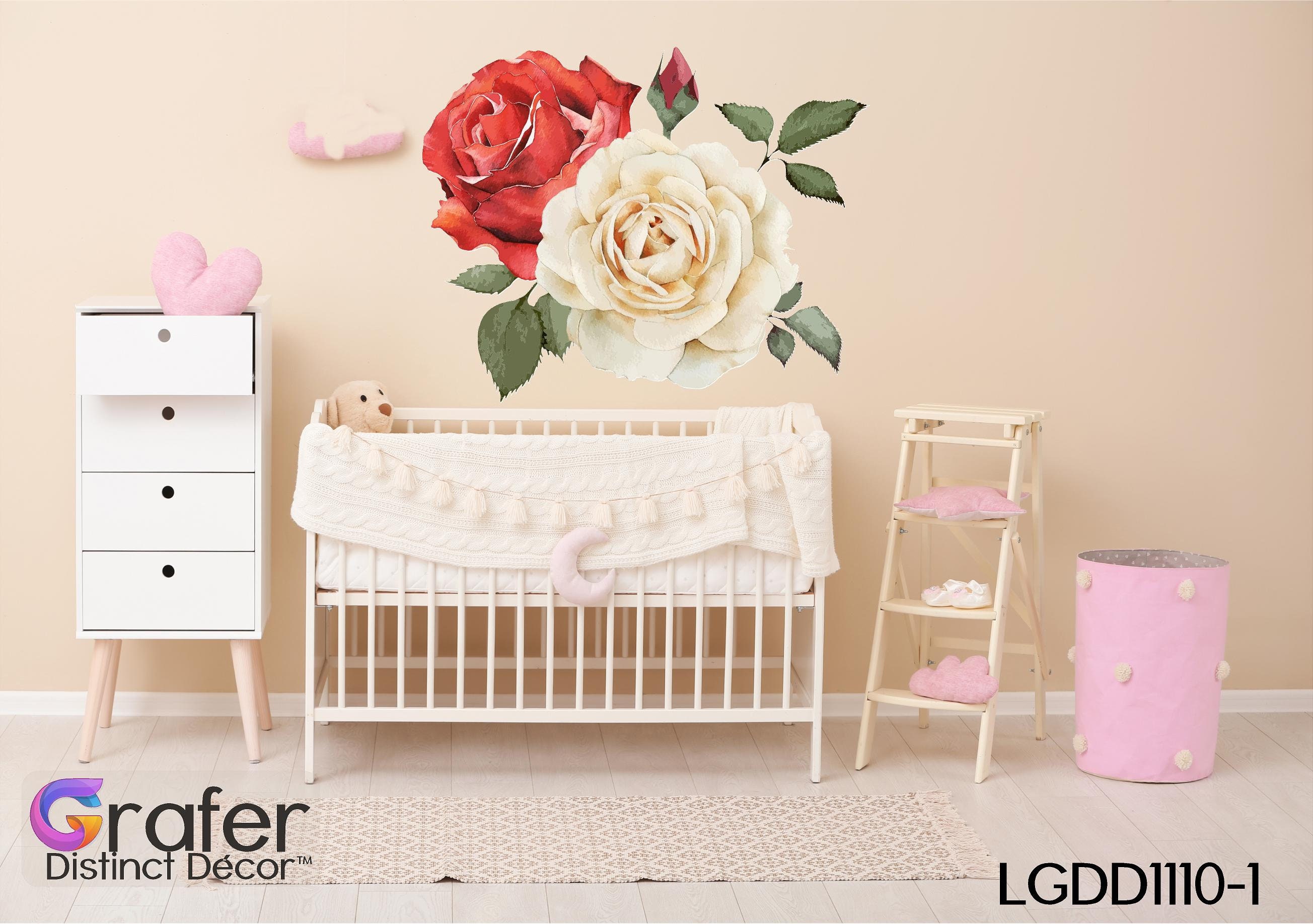 Rose Wall Decal Floral Wall Decal Wall Decals Nursery Rose Etsy