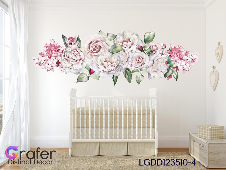 Peony Wall Decal Nursery Wall Decal Floral Wall Decal Etsy