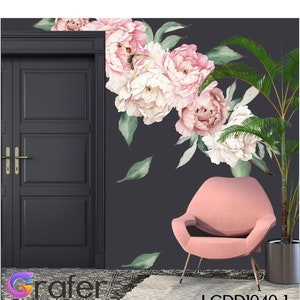 Peony Flowers Wall Sticker, Peel and Stick Decals - Removable decal, Peony Wall Decal, Peony Floral Decal, Nursery Wall Decal  G5738