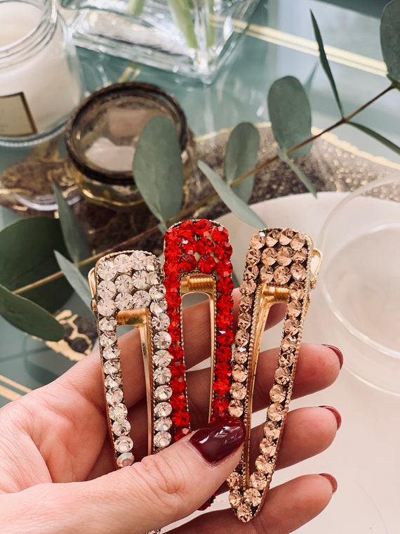 gold diamond hair clips