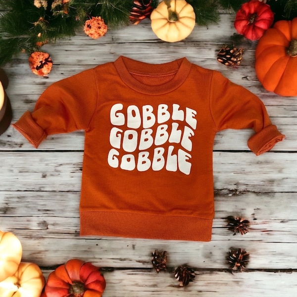 Baby Boy Thanksgiving Sweatshirt | Baby Boy Thanksgiving Gobble Gobble Gobble Shirt | Coming Home Outfit for Thanksgiving