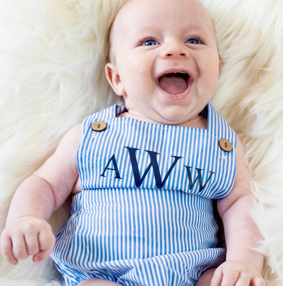 Baby Boy Romper Baby Boy Monogram Gifts Toddler Romper Linen Jumpsuit