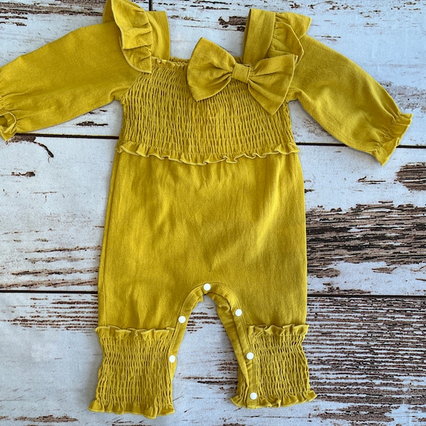 Baby Yellow Romper Etsy
