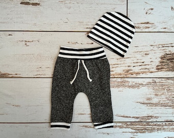 Baby boy pants | Newborn Boy Coming Home Outfit | Baby Boy Clothes | Baby Shower Gift | Dark Gray Baby Jogger Sweats