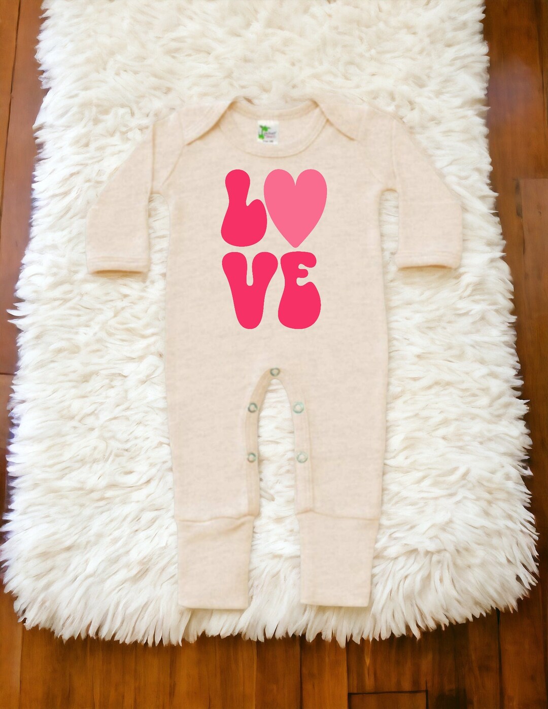Love Heart Sleeper for Newborn Baby Girl Valentines Day Love Wording on