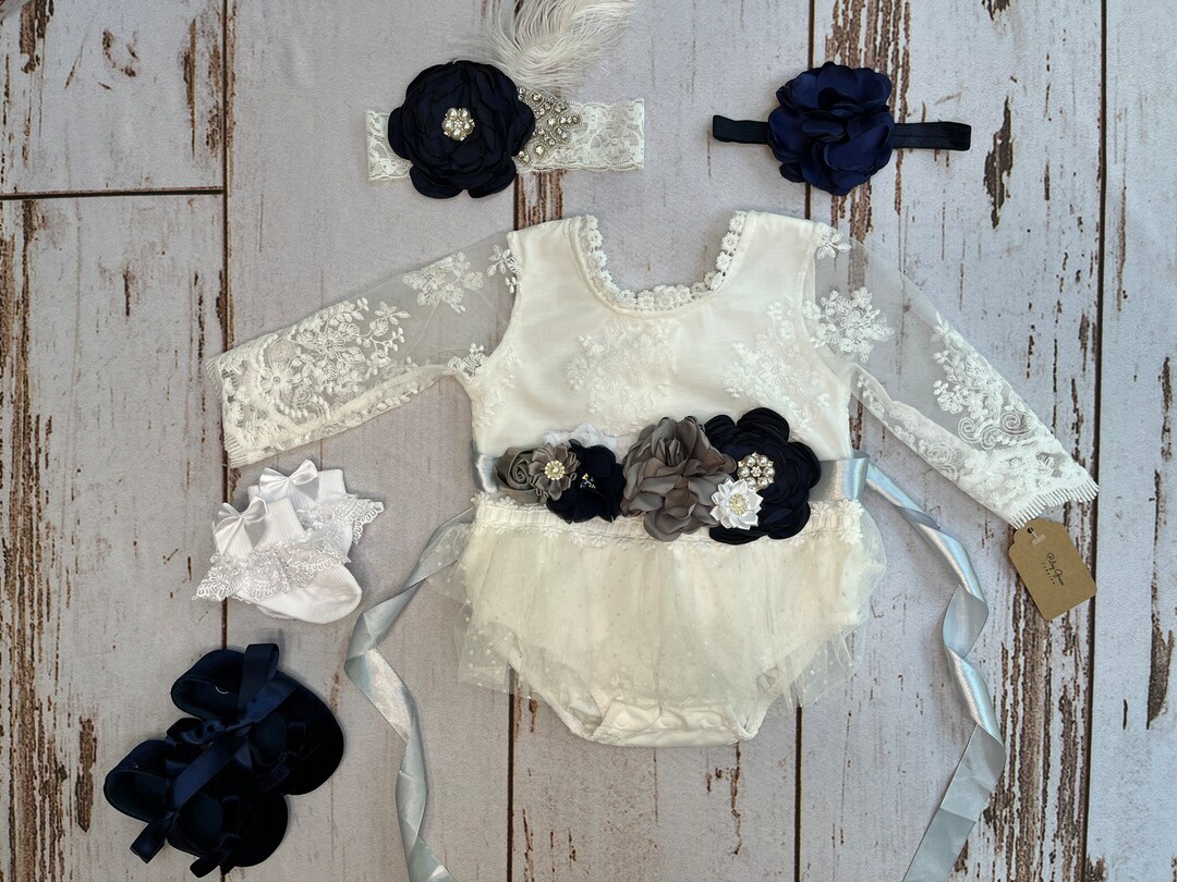 Newborn Girl Coming Home Romper Long Sleeve White Lace Romper for Baby