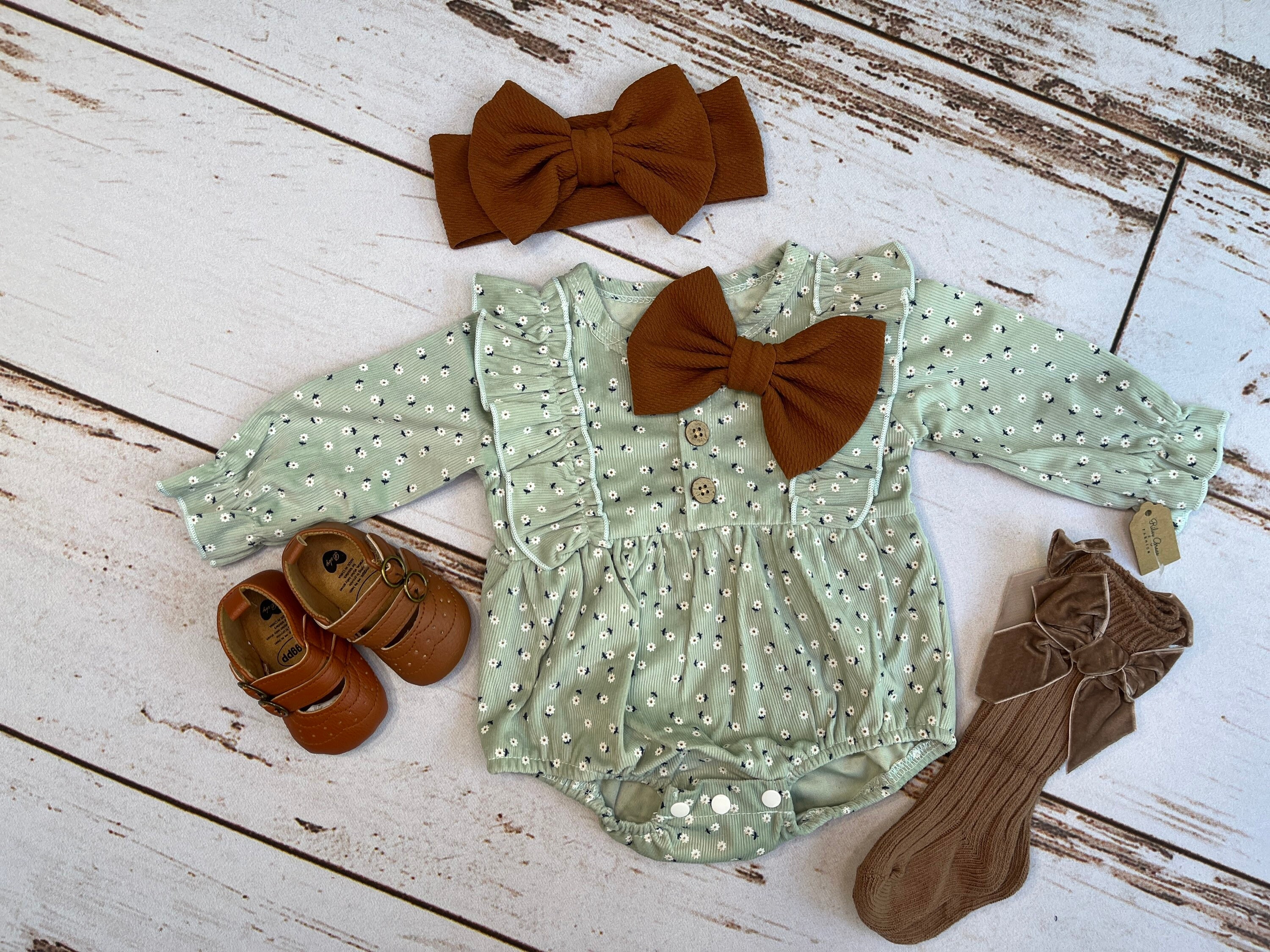 Baby girl olive green romper online