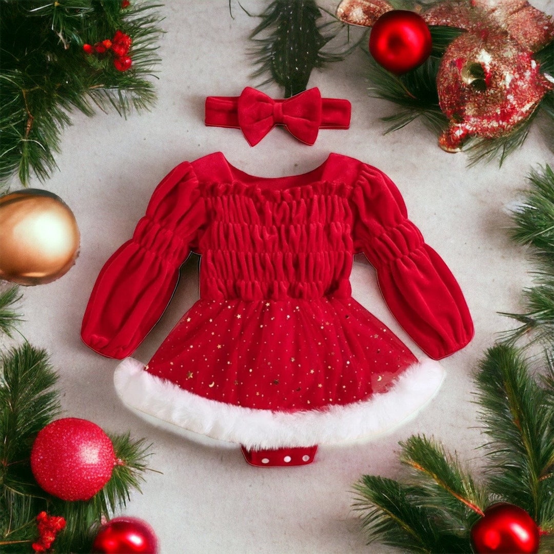 Baby Girl Christmas Dress Toddler Girl Christmas Clothes Red Velvet