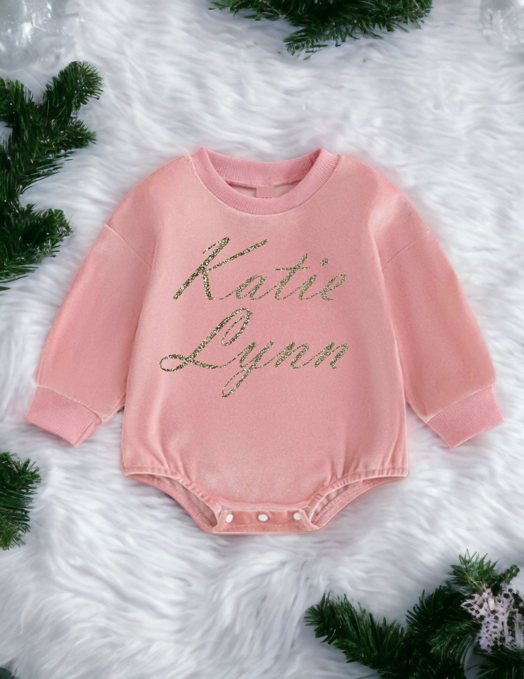 Personalized Baby Girl Pink Bubble Romper Customized Toddler First