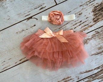 Infant Girl Clothes | Mauve Pink Tutu |  Newborn Girl Coming Home Outfit | First Birthday Girl Outfit | 0-12 month baby girl clothes