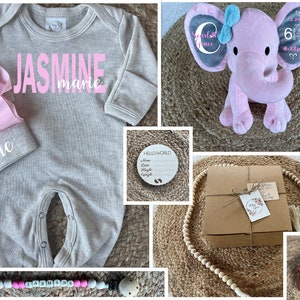 Personalized baby girl gift box for baby shower | Unique baby gift basket set | Baby girl baby shower present | Personalized baby gift