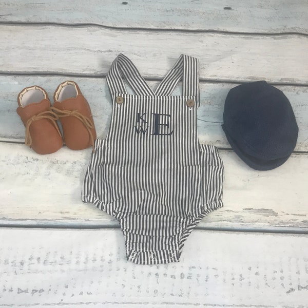 Custom Baby Outfit | Baby Boy Romper | Baby Boy Monogram Gifts | Toddler Romper |  Linen Jumpsuit | Infant Boy Clothes | Linen Jumper