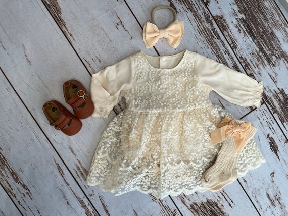 Baby girl beige dress discount