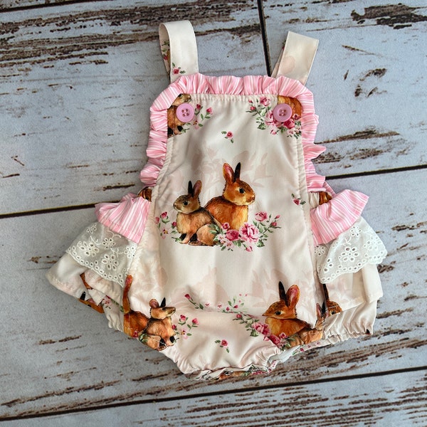 Baby girl Easter outfit | Toddler girl bunny outfit | Infant girl clothes for spring | Easter romper for baby girl