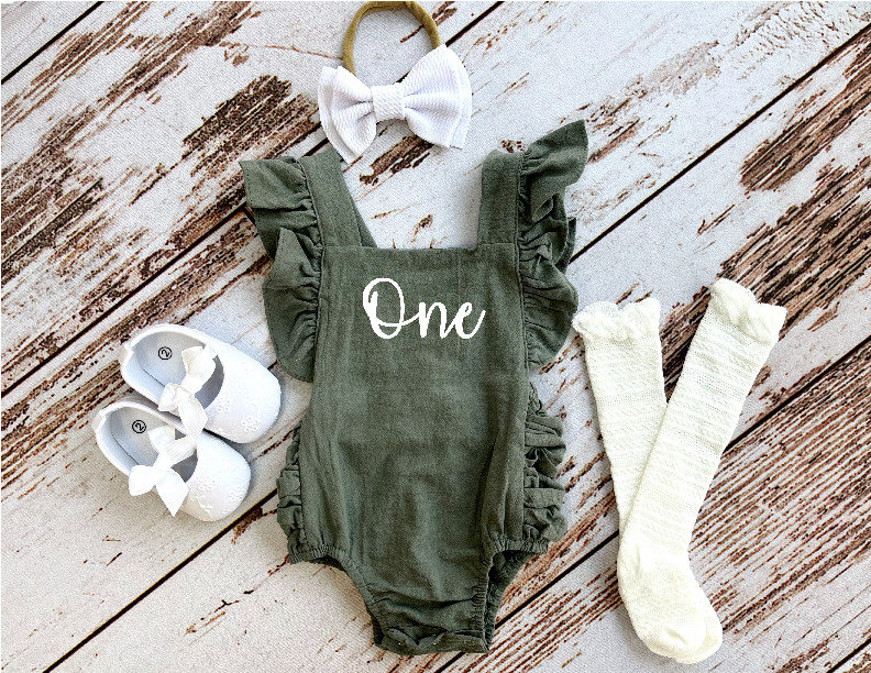 Infant Unisex Zipper Rompers | Olive Leaves | Parade Olive Trees / 0-3M with Mitts