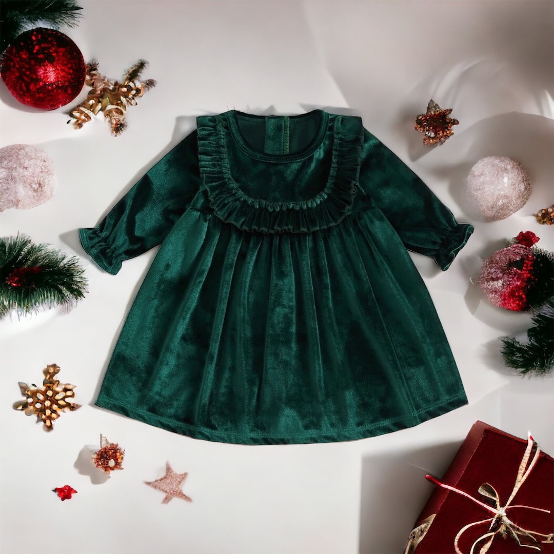 Green Velvet Toddler Girl Christmas Dress Baby Girl 1st Etsy