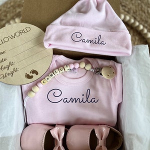 Personalized baby girl gift box for baby shower | Unique baby gift basket set | Baby girl baby shower present | Personalized baby gift