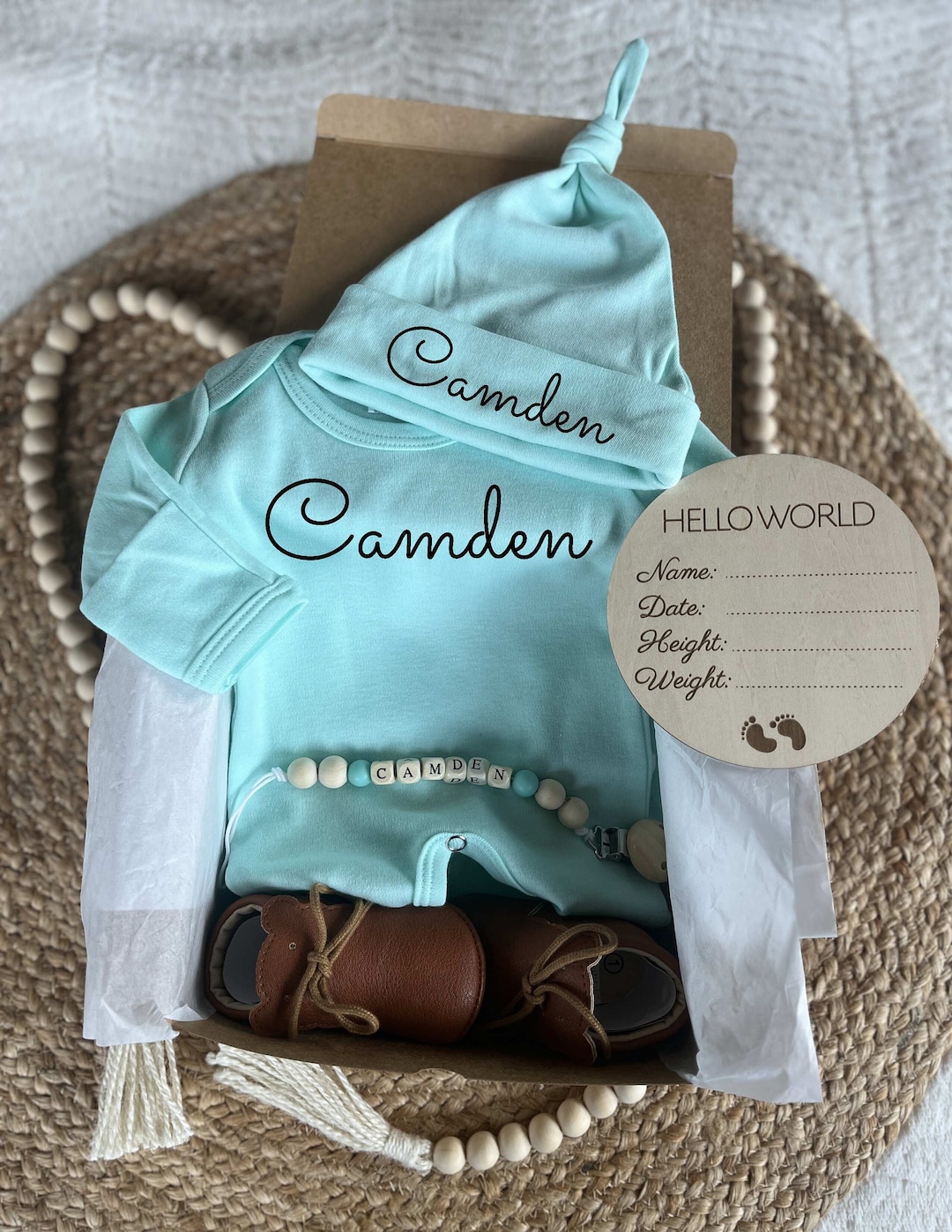 Customized Gift Box for Newborn Baby Boy in MINT Green With ...