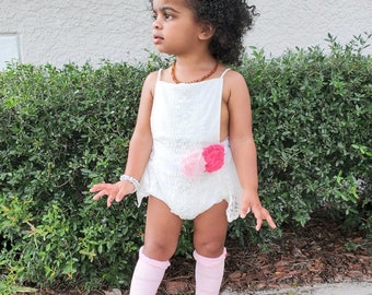 1st Birthday Girl Smash Cake Romper Outfit For Baby Girls | Baby Girl Romper Boho | Newborn Girl Photo Outfit | White Romper | Baby Rompers