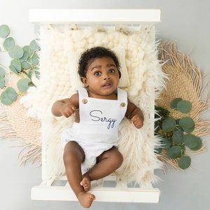 Newborn Baby Boy Romper with Monogram or Name for Coming Home Outfit | Summer Outfit | Cake Smash Outfit | 1st Birthday Outfit