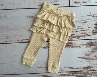 Baby girl pants | Newborn girl Pants | Baby girl Clothes | Baby Shower Gift | Tan ruffle baby pants