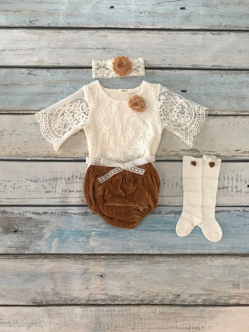 Newborn girl coming home boho chic outfit with knee socks | Etsy