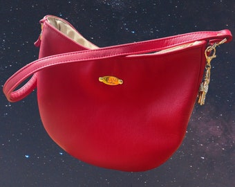 Full grain leather Hobo Bag, Red slouchy shoulder purse, Snap closure handbag, gift for her