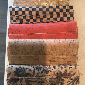 Cartera delgada de corcho, Cartera delgada, Cartera de bolsillo con cremallera, Cartera ecológica, Cartera minimalista, Regalo para mujeres