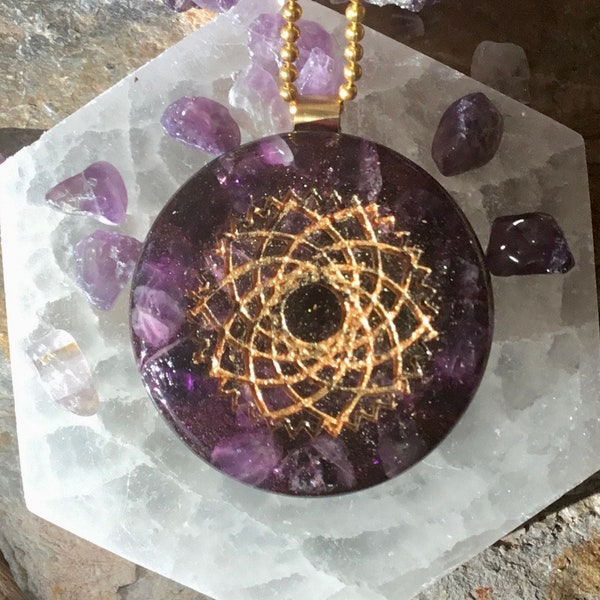 Orgonit Amethyst Halskette Chakra Energie Ptotective Anhänger Orgon Geschenke EMF Schutz 5G Halskette Geschenk für sie Chakra Schmuck